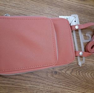 Salmon colored crossbody bag